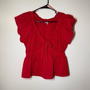 Sienna Sky Red Ruffle Blouse